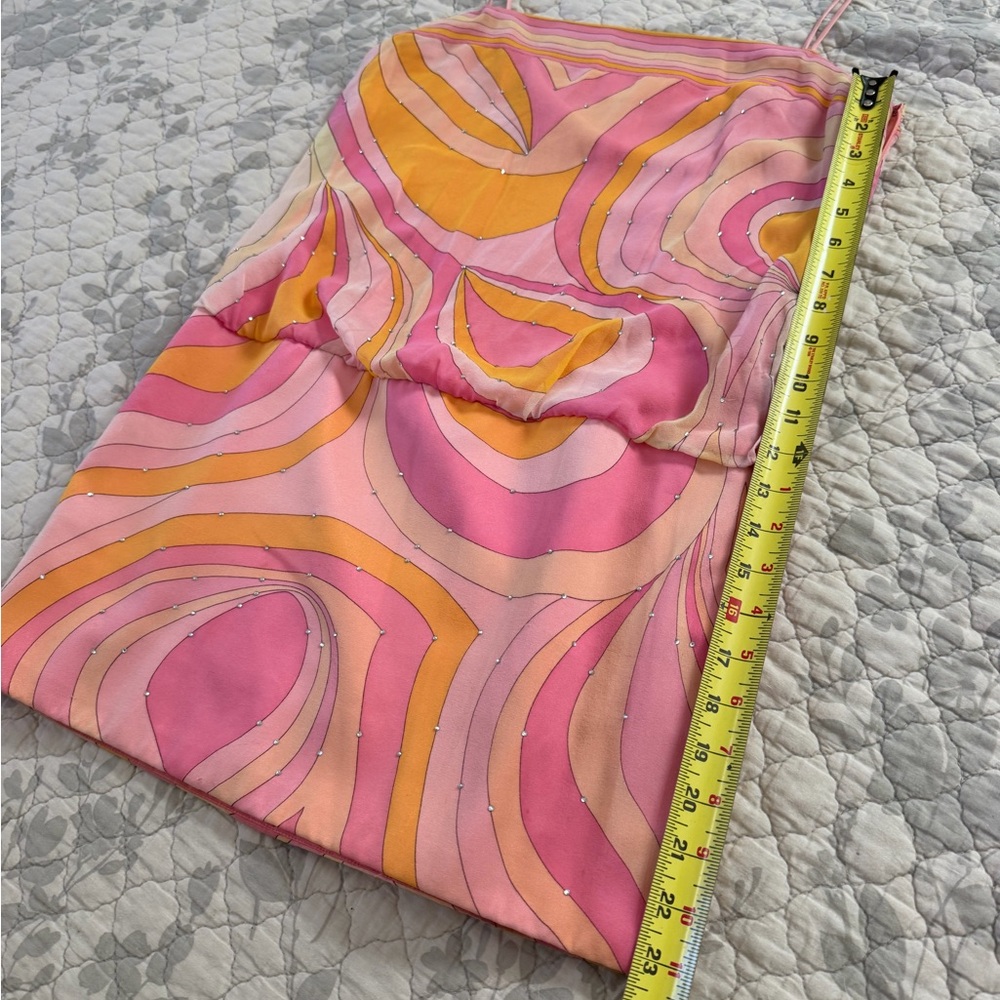 Y2K Laundry by Shelli Segal 100% Silk Pink Mod Crystal Dress Size 6 - Picture 5 of 11
